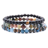 3pcs/set 6mm Natural Stone Bead Bracelet For Women Men