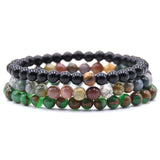 3pcs/set 6mm Natural Stone Bead Bracelet For Women Men