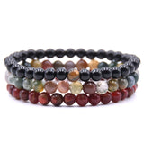 3pcs/set 6mm Natural Stone Bead Bracelet For Women Men