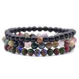 3pcs/set 6mm Natural Stone Bead Bracelet For Women Men