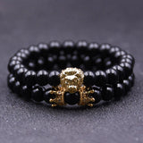 Copper Lion Head CZ Crown Bracelet for Men