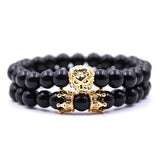 Copper Lion Head CZ Crown Bracelet for Men
