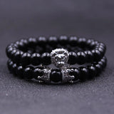 Copper Lion Head CZ Crown Bracelet for Men