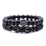 Copper Lion Head CZ Crown Bracelet for Men