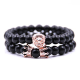Copper Lion Head CZ Crown Bracelet for Men