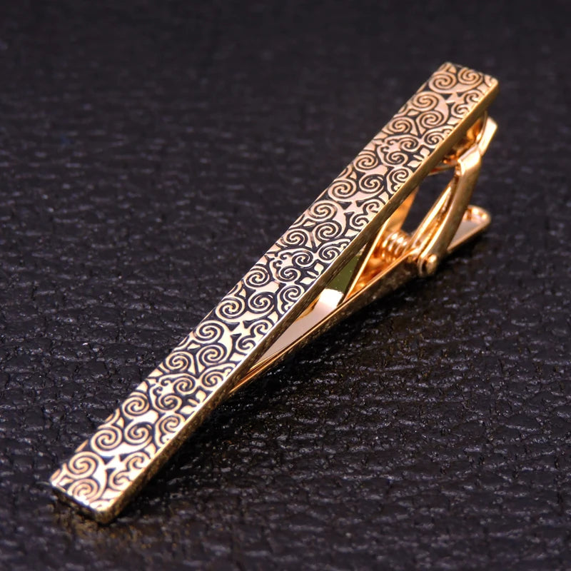 HYX Classic Tie Clip High Enamel Engrave Pattern Necktie Bar