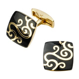 HYX Golden Auspicious Clouds Enamel Cuff Buttons French Shirt Cufflinks