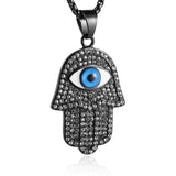 18K Plated Evil Eye Pendant Stainless Steel Hamsa Hand Necklace