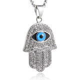 18K Plated Evil Eye Pendant Stainless Steel Hamsa Hand Necklace