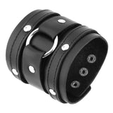 Men Brown Button Wide Cuff Wrap Gothic Punk Adjustable Leather Wristband Bracers