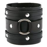 Men Brown Button Wide Cuff Wrap Gothic Punk Adjustable Leather Wristband Bracers