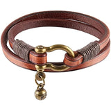 Women's Retro Style Leather Cuff Bracelet with Small Bells