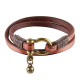 Women's Retro Style Leather Cuff Bracelet with Small Bells