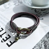 Women's Retro Style Leather Cuff Bracelet with Small Bells