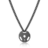 Stainless Steel Fitness Barbell Plate Pendant Necklace for Men