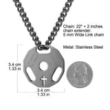 Stainless Steel Fitness Barbell Plate Pendant Necklace for Men
