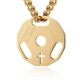 Stainless Steel Fitness Barbell Plate Pendant Necklace for Men