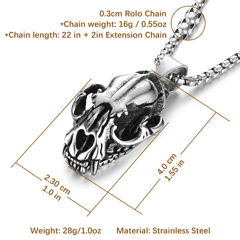 Tiger Skull Necklace Openable Sabertooth Trinket High Stainless Steel Pendant
