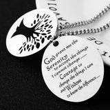 Serenity Prayer Pendant Stainless Steel Tree of Life Necklace