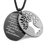 Serenity Prayer Pendant Stainless Steel Tree of Life Necklace