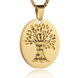 Serenity Prayer Pendant Stainless Steel Tree of Life Necklace
