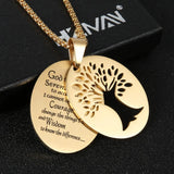 Serenity Prayer Pendant Stainless Steel Tree of Life Necklace