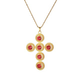 Habesha Pendant Necklace Red Green Stone Cross Ethiopian Africa Jewel
