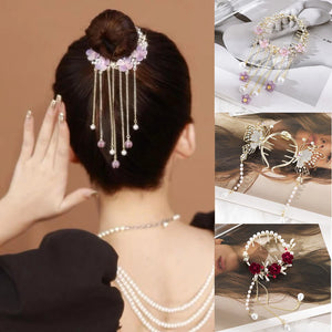 Rhinestone Tassel Hair Claw Crabs Butterfly Hair Bun Clips Hairpin