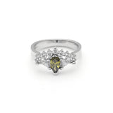 Hainon Silver Rings Olive Green Zircon Crown Wedding Engagement Set