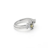 Hainon Silver Rings Olive Green Zircon Crown Wedding Engagement Set