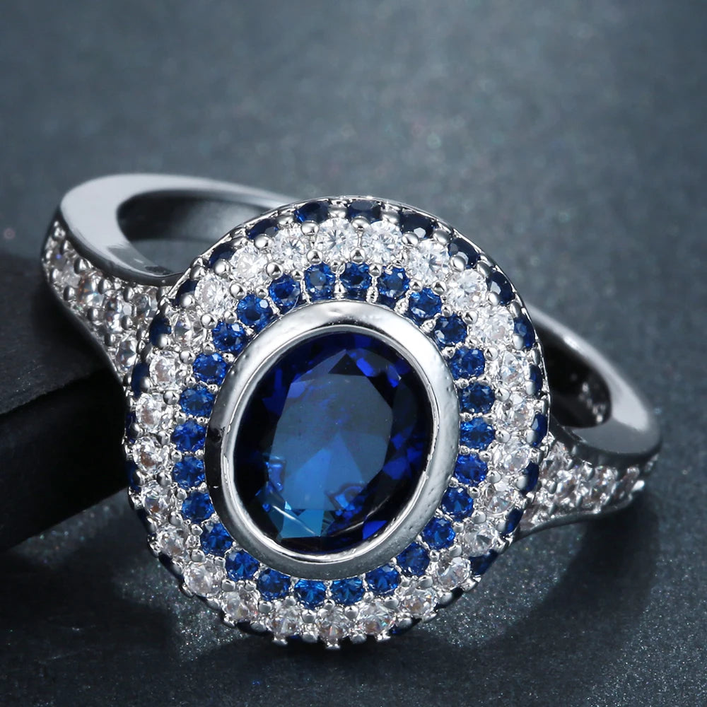 Vintage Royal Zircon Engagement Ring for Women