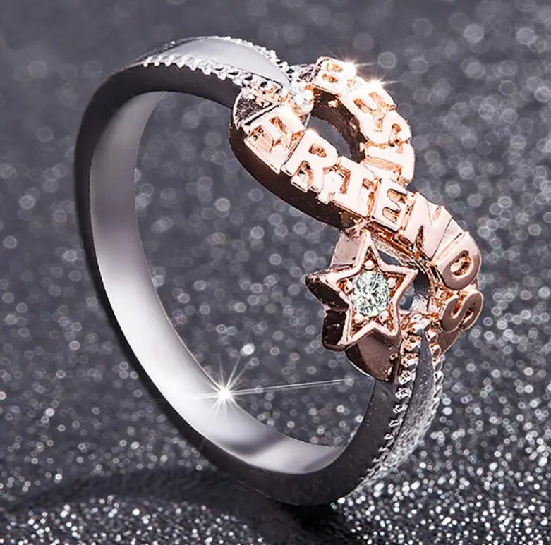 Hainon Infinity Star Zircon Silver Rings Wedding Engagement Jewelry for Women