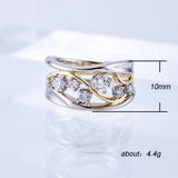 Hainon Silver Cross Ring Twisted Leaf Wedding Engagement Rings