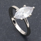 Hainon Wedding Crystal Silver Rings Engagement Oval Clear Cubic Zircon Ring
