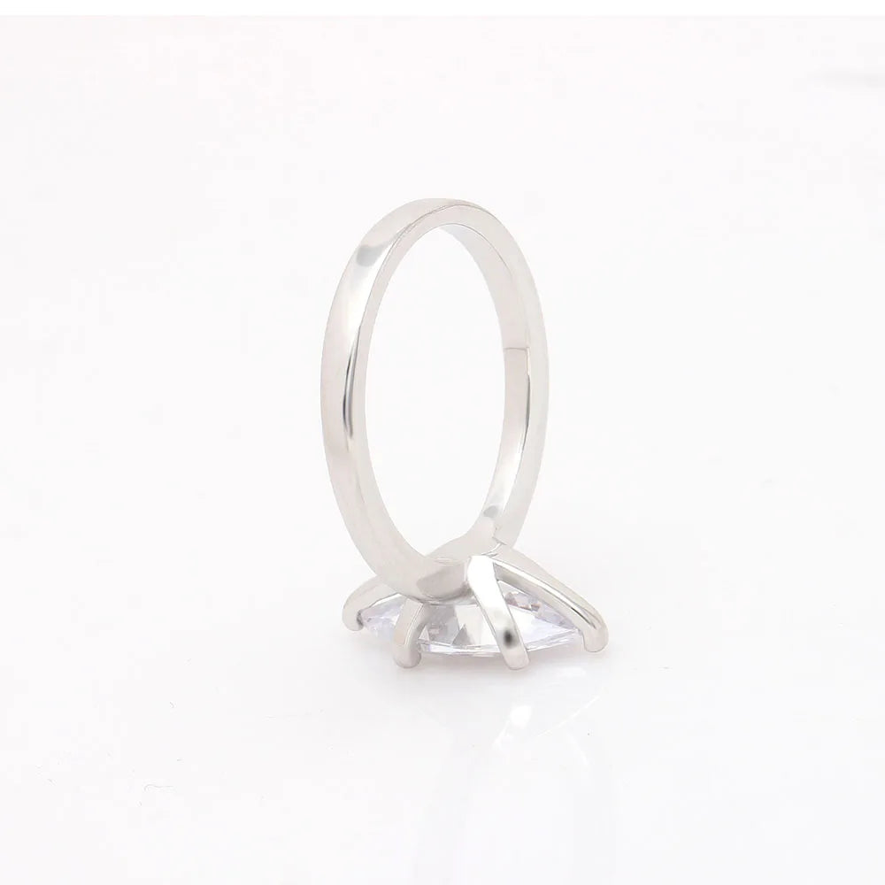 Hainon Wedding Crystal Silver Rings Engagement Oval Clear Cubic Zircon Ring