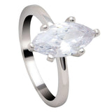 Hainon Wedding Crystal Silver Rings Engagement Oval Clear Cubic Zircon Ring