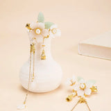 Tassel Flower Hairpin with Stones Hanfu Head Jewelry