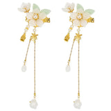 Tassel Flower Hairpin with Stones Hanfu Head Jewelry