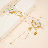 Tassel Flower Hairpin with Stones Hanfu Head Jewelry