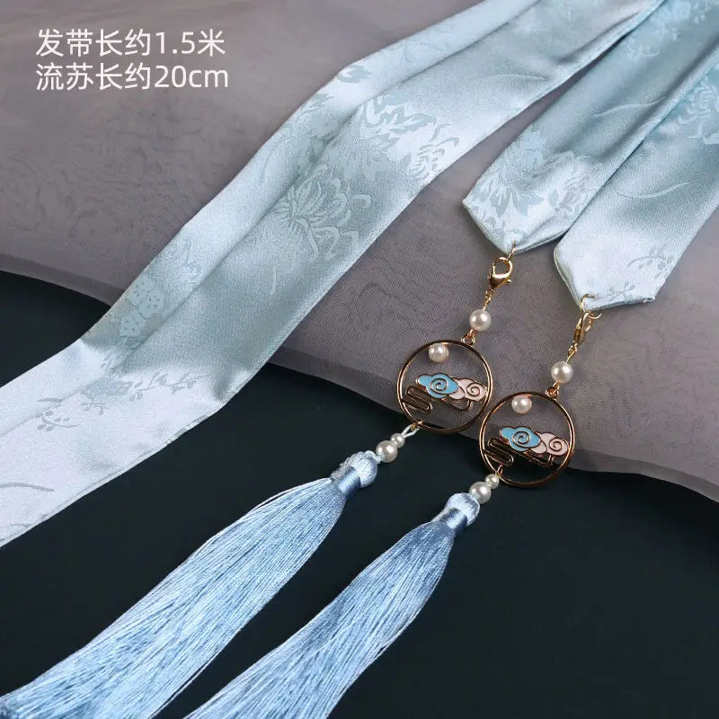 Antique Hair Ornament Hanfu Headwear Hair Band Female Fairy Tassel Ribbon