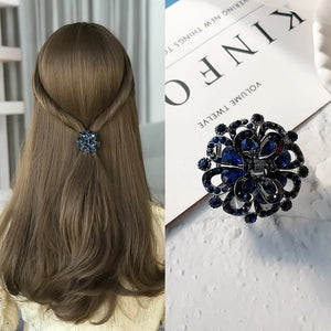 Retro Crystal Bow Hair Clip Geometric Charm Hairpin