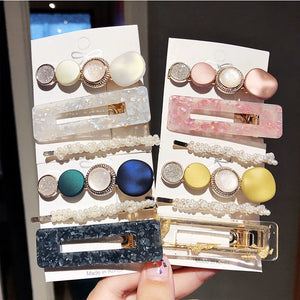 Pearl Geometric Hair Clips Headband Hairpins Barrettes Hair Jewelry 3pcs/set