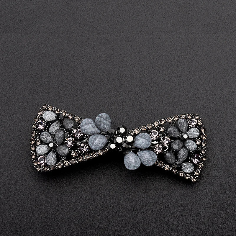 Women's Crystal Bowknot Hair Clip Retro Geometric Head Accessory
