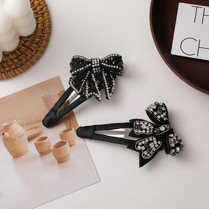 Crystal Bow Hairpin Geometry Hair Accessories for Girls