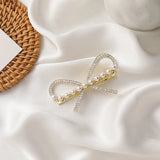 Pearl Crystal Bow Hairpin Retro Hair Accessories