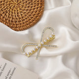 Pearl Crystal Bow Hairpin Retro Hair Accessories