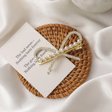 Pearl Crystal Bow Hairpin Retro Hair Accessories