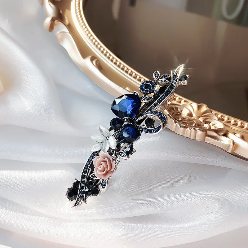 Crystal Flower Hairpin Retro Hair Clip Women Jewelry