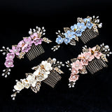 Bridal Flower Rhinestone Hair Combs Wedding Accessories