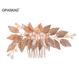Golden Pearl Leaves Shaped Hairpins Bridal Hair Jewelry